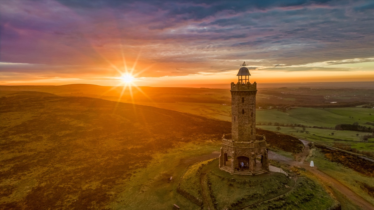 Sunset over Darwen Tower on the West Pennine Moors, Lancashire
