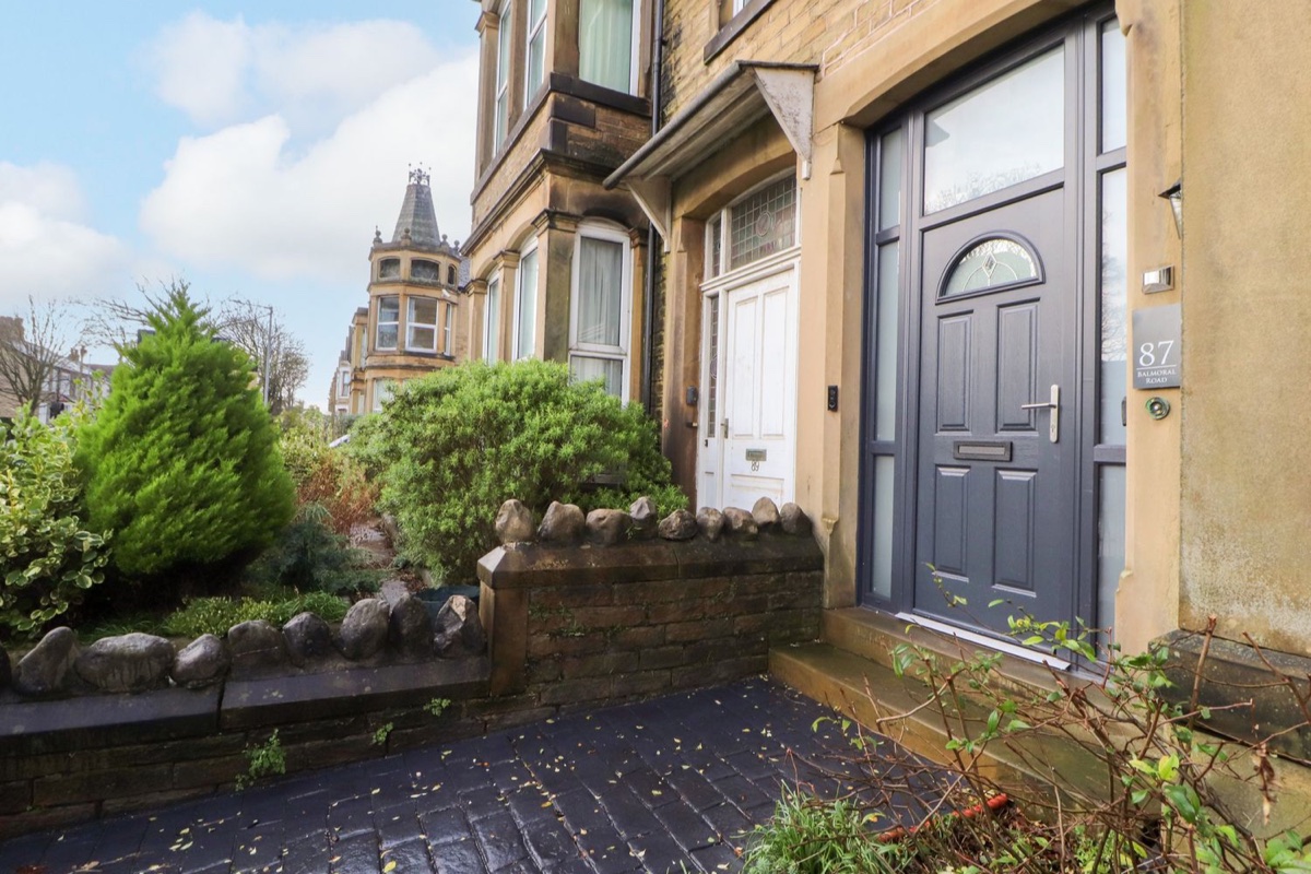 Inglemead stone-fronted townhouse entrance in Morecambe